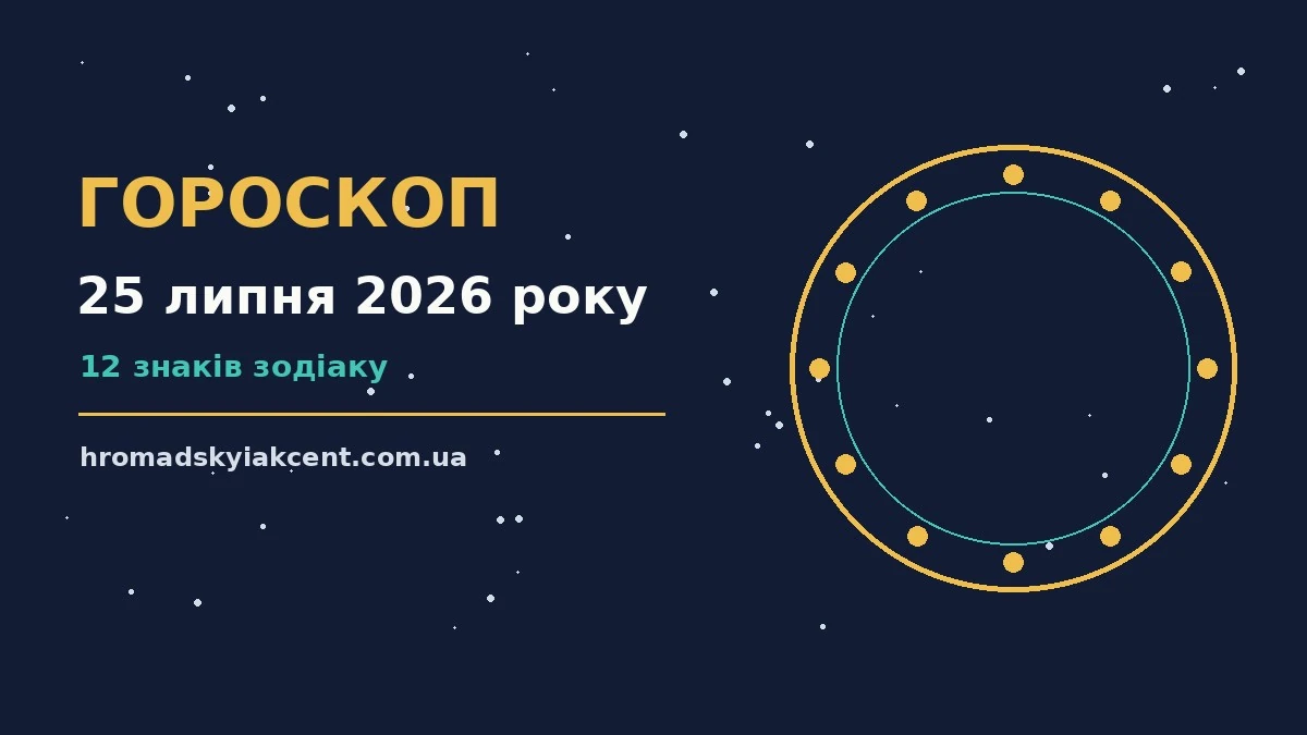 Гороскоп на 25 липня 2026 року: перспективи для 12 знаків про події, зустрічі та вибір