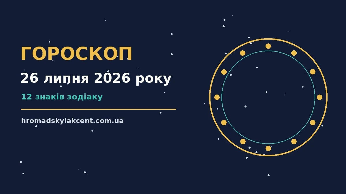 Гороскоп на 26 липня 2026 року: перспективи для 12 знаків про події, зустрічі та вибір