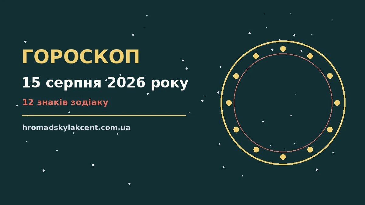 Гороскоп на 15 серпня 2026 року: перспективи для 12 знаків про події, зустрічі та вибір
