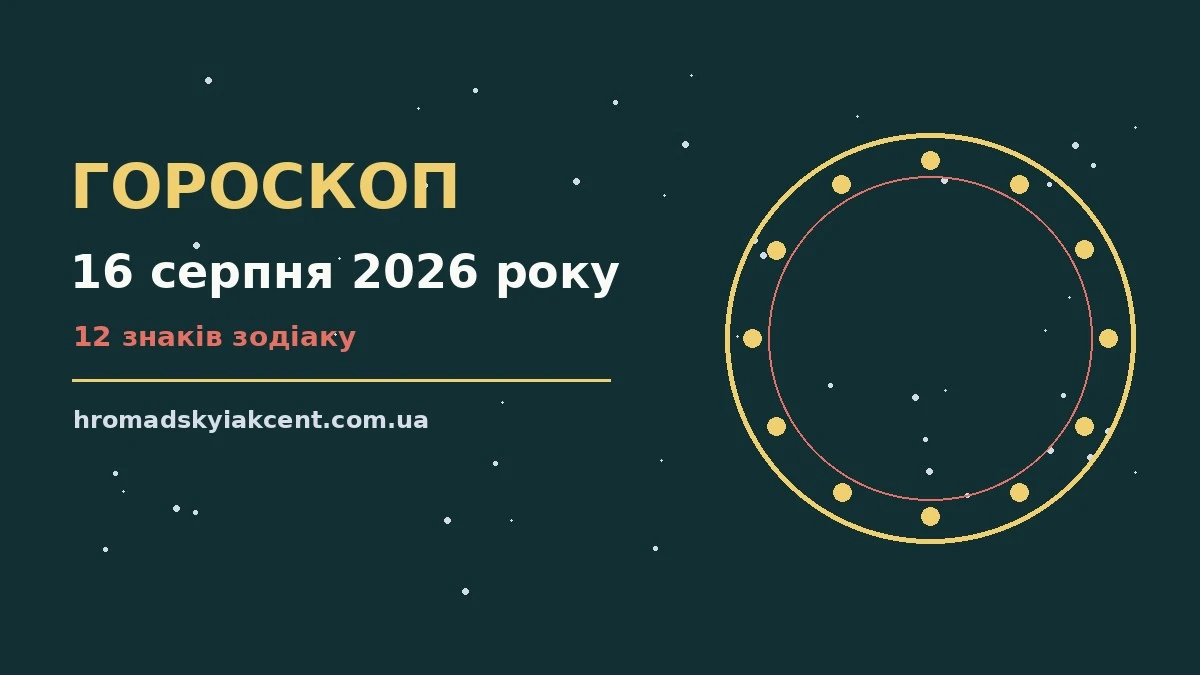 Гороскоп на 16 серпня 2026 року: перспективи для 12 знаків про події, зустрічі та вибір