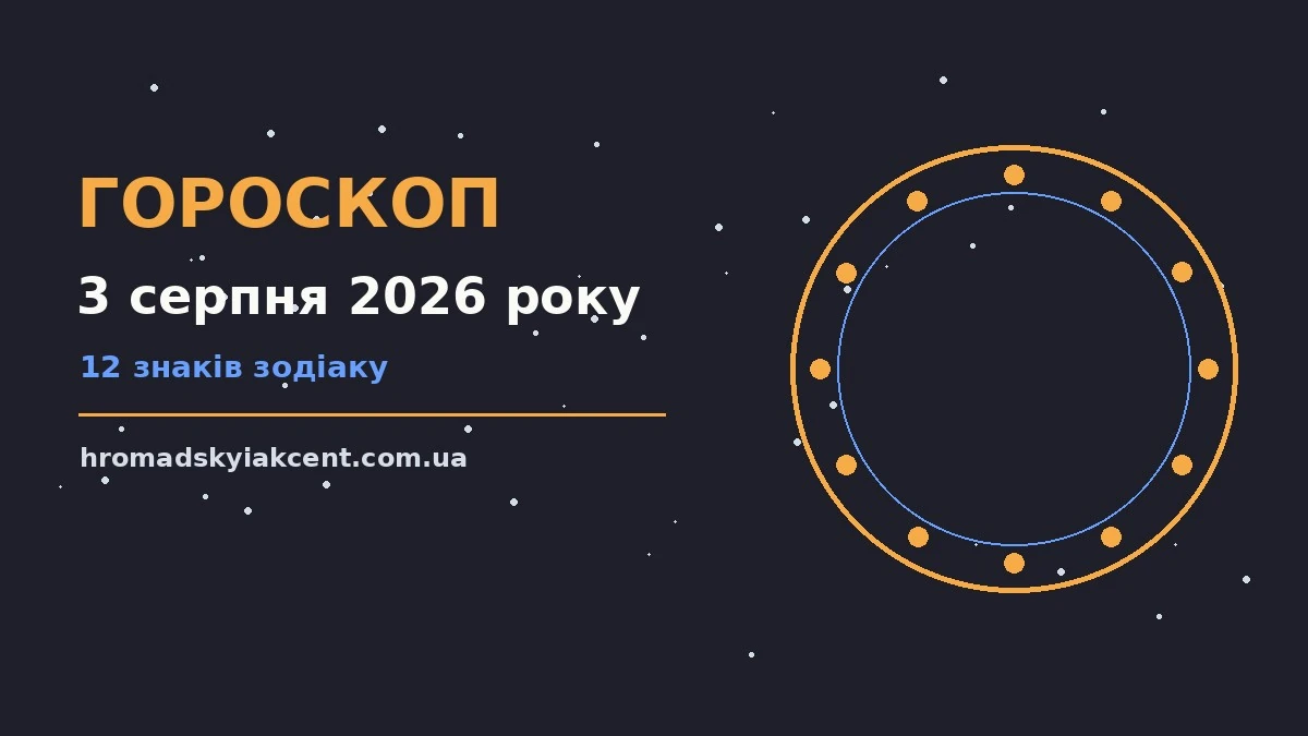 Гороскоп на 3 серпня 2026 року: перспективи для 12 знаків про події, зустрічі та вибір
