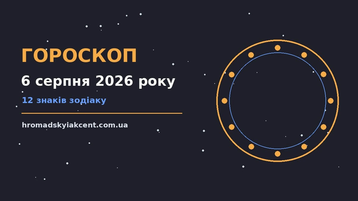 Гороскоп на 6 серпня 2026 року: перспективи для 12 знаків про події, зустрічі та вибір